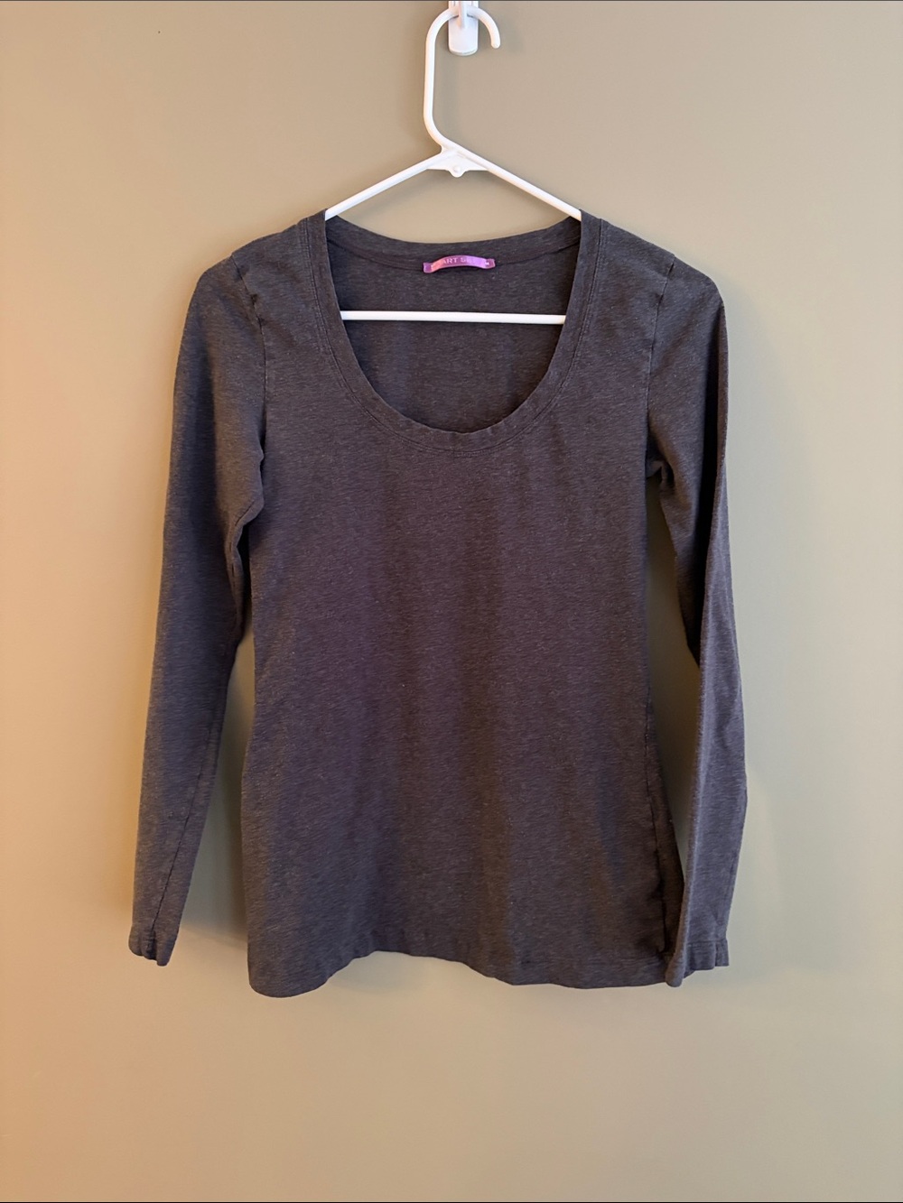 Smart Set Charcoal Scoop Neck Long Sleeve Top